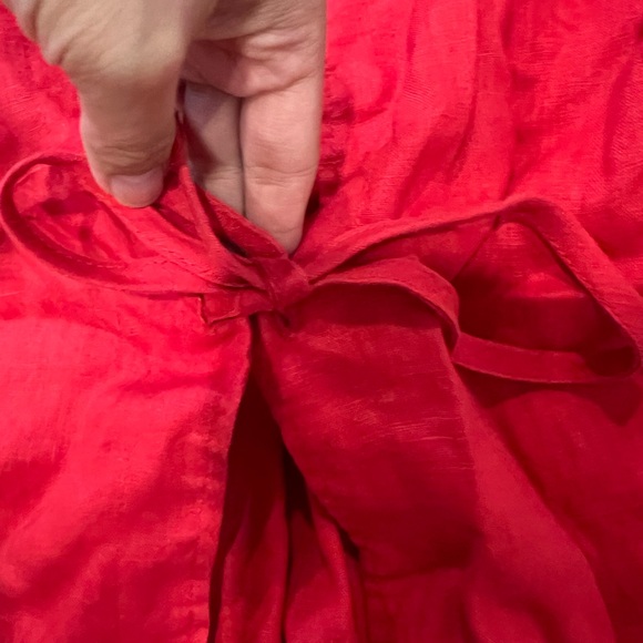 Ecru 100% Linen Red Cardigan - Picture 4 of 12